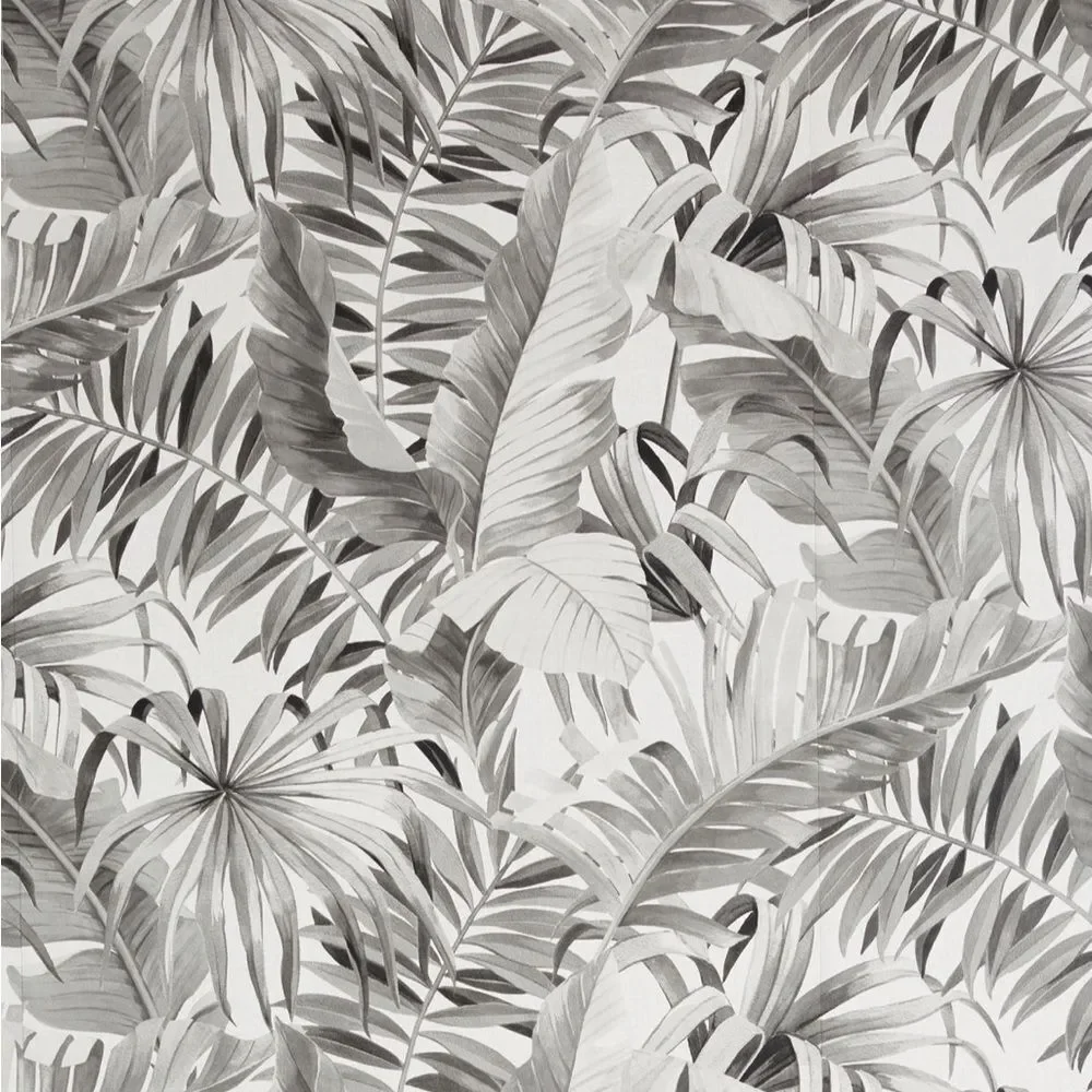 Anthropologie Alfresco Wallpaper Roll Black & White Palm Leaves New
